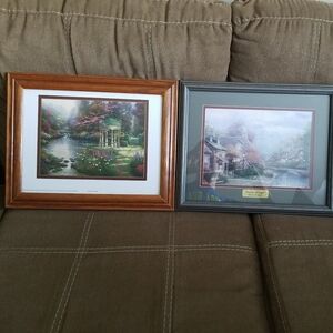 Thomas Kinkade Lithograph Garden Of Prayer, and Painter Of Light framed pictures